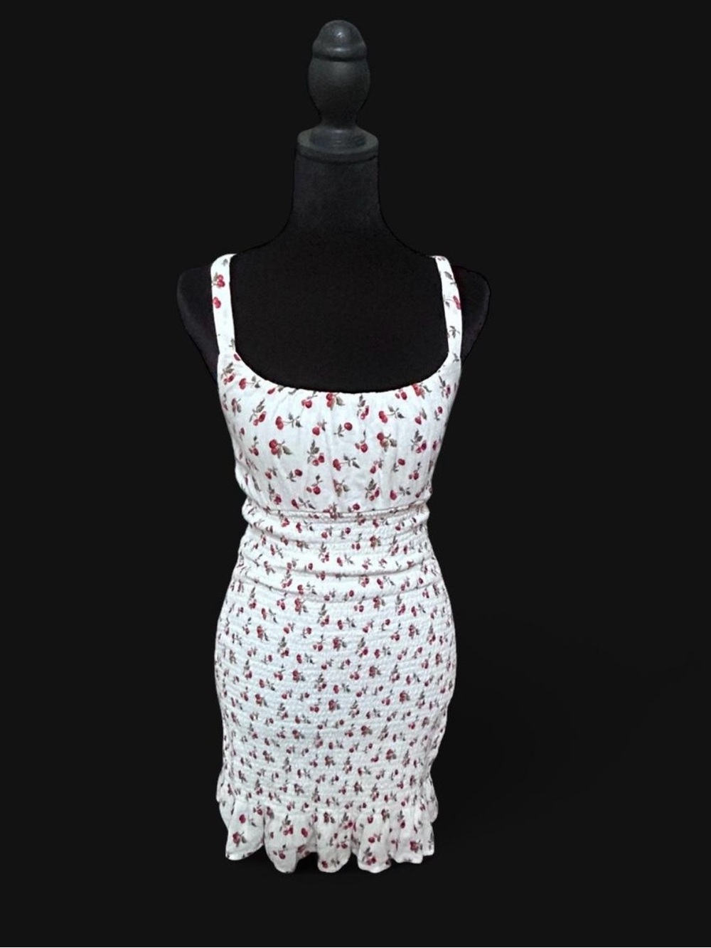 Abercrombie & Fitch White Smocked Dress with Cherry Pattern